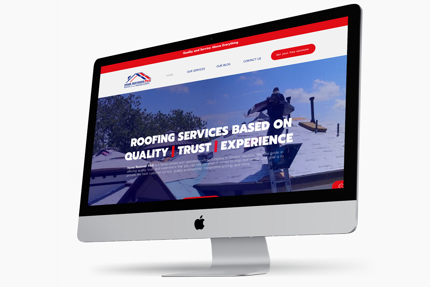 Diseño web UX/UI para la plataforma comercial de techos de Home Restorer por LV Branding