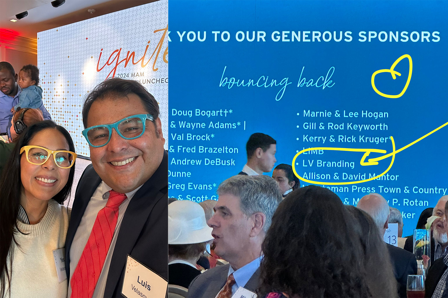 Luis Velasquez and Yexenia Herrera at the annual IGNITE luncheon, where LV Branding was recognized as a corporate sponsor.